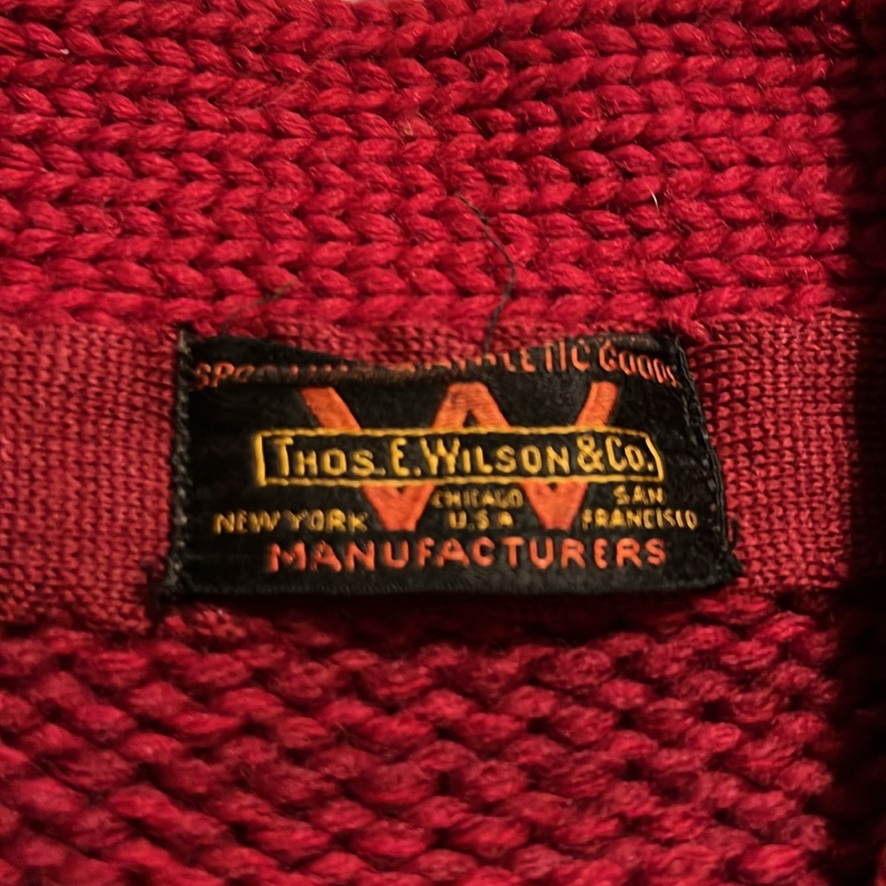 Vintage Thos. E Wilson & Co. Red V-Neck Heavy Sweater - Picture 16 of 16
